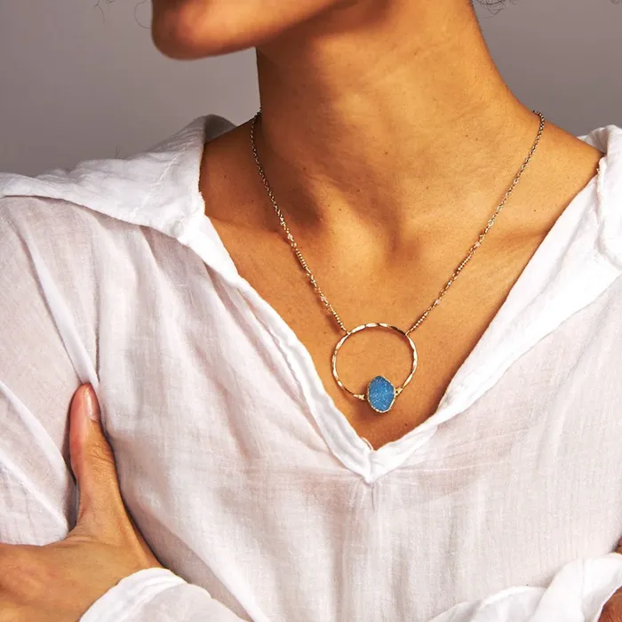 Lagoon Druzy Necklace Laura J Designs Necklaces