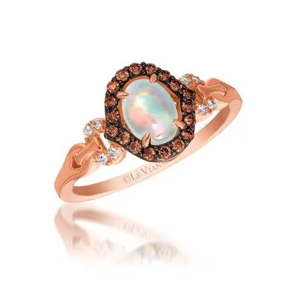 Le Vian Rings Le Vian 14K Strawberry Gold Oval Neopolitan Opal Ring with Chocolate and Vanilla Diamonds Le Vian Rings Le Vian 14K Strawberry Gold Oval Neopolitan Opal Ring with Chocolate and Vanilla Diamonds