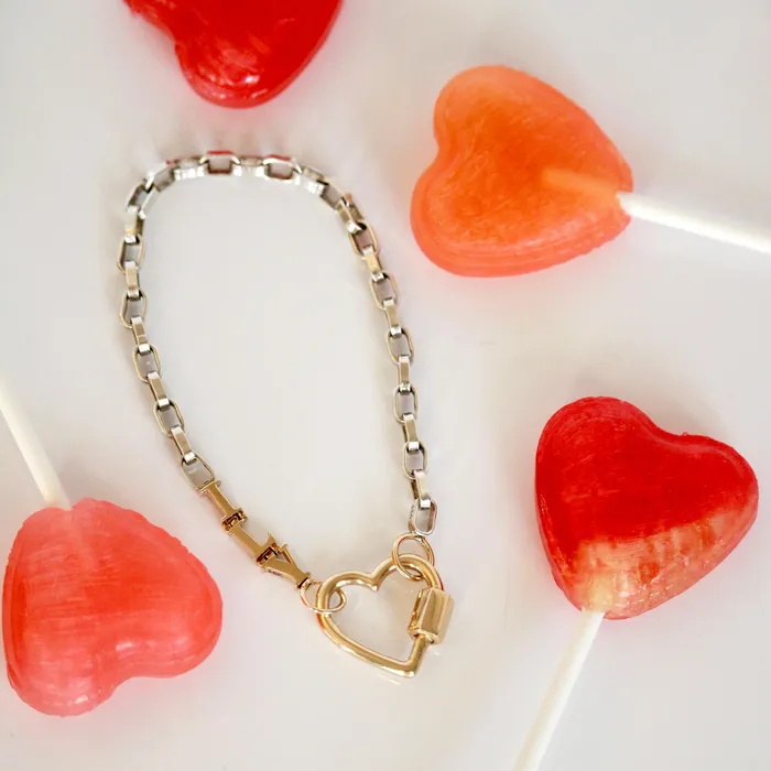 Marla Aaron Silver 14K Gold ILY Talking Chain Bracelet Marla Aaron Bracelets