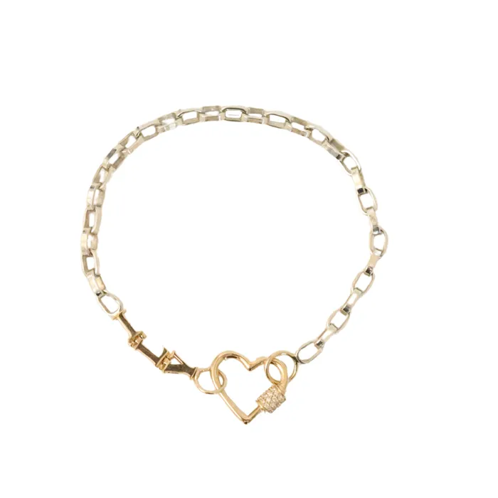Marla Aaron Silver 14K Gold ILY Talking Chain Bracelet Marla Aaron Bracelets