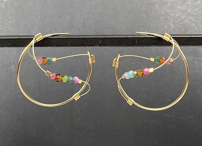 Meghan Patrice Riley Earrings Sine Hoop Earrings in Gold Tourmaline