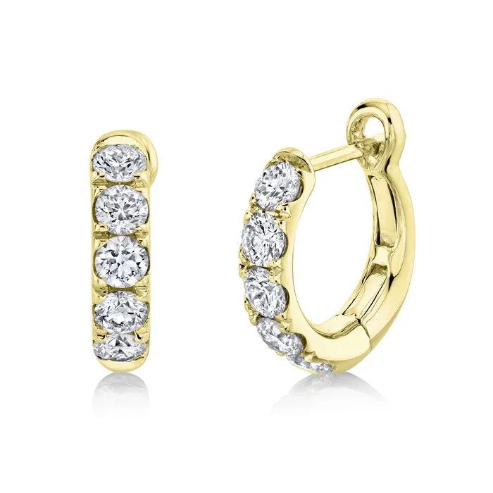 Meierotto Jewelers Earrings 14K Yellow Gold Diamond Huggie Earrings
