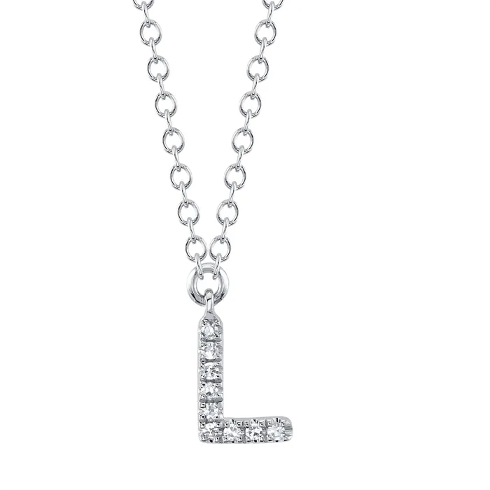 Meierotto Jewelers Necklaces 14K White Gold Diamond Initial L Necklace 1518 inch Meierotto Jewelers Necklaces 14K White Gold Diamond Initial L Necklace 1518 inch