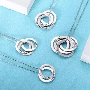 Mom Necklace With Kids Names Stackable Family Name Necklace Interlocking Circle Necklace Infinity Necklace Belbren Necklaces