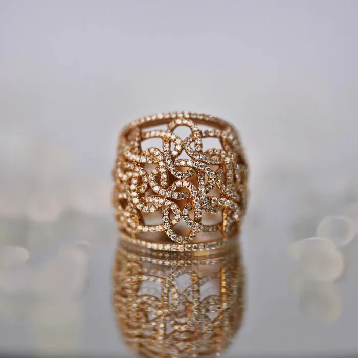 Natural Round Brilliant Diamond Cocktail Ring Set in 18K Rose Gold 205ct tw Diamond Source NYC Rings Natural Round Brilliant Diamond Cocktail Ring Set in 18K Rose Gold 205ct tw Diamond Source NYC Rings