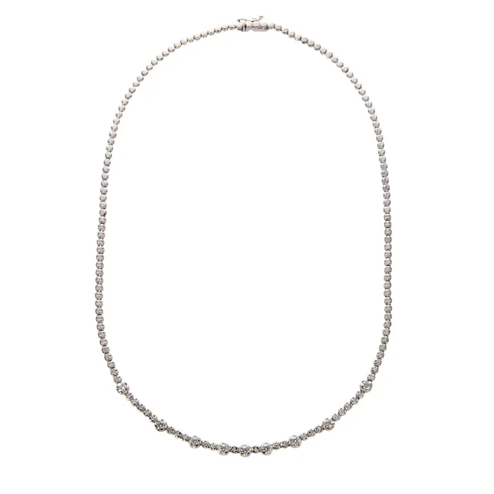 Necklaces Croghans 138ctw Diamond Frontal 14K White Gold Tennis Necklace Necklaces Croghans 138ctw Diamond Frontal 14K White Gold Tennis Necklace