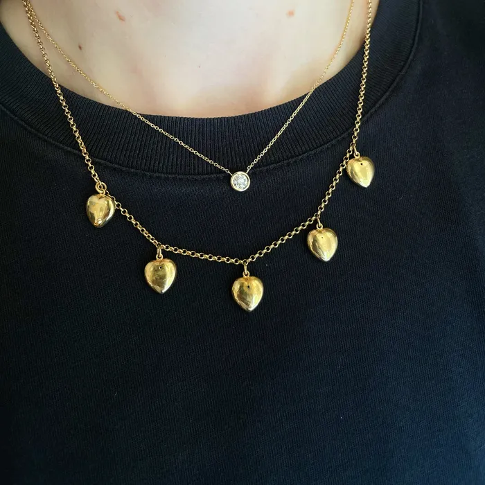 Necklaces Croghans 50ctw Diamond Solitaire Bezel 14K Yellow Gold Necklace