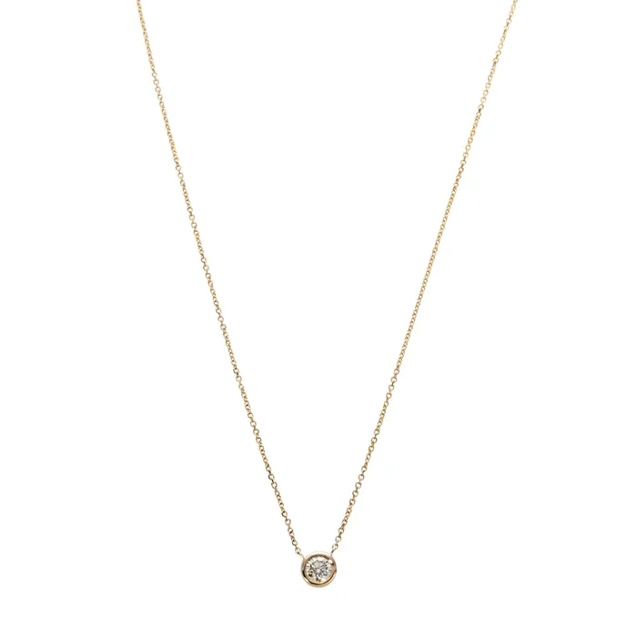 Necklaces Croghans 50ctw Diamond Solitaire Bezel 14K Yellow Gold Necklace