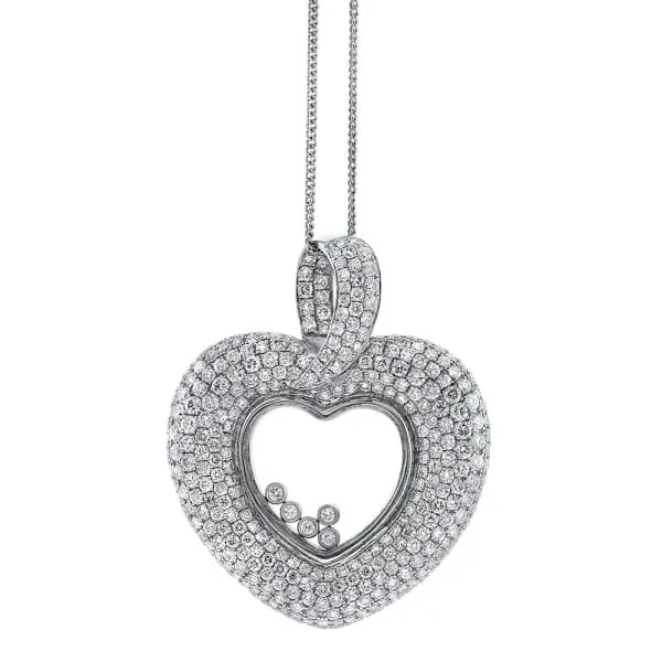 Necklaces Diamond Source NYC 18kt White Gold Heart Shape Pendant of 450ct diamonds PEN172500