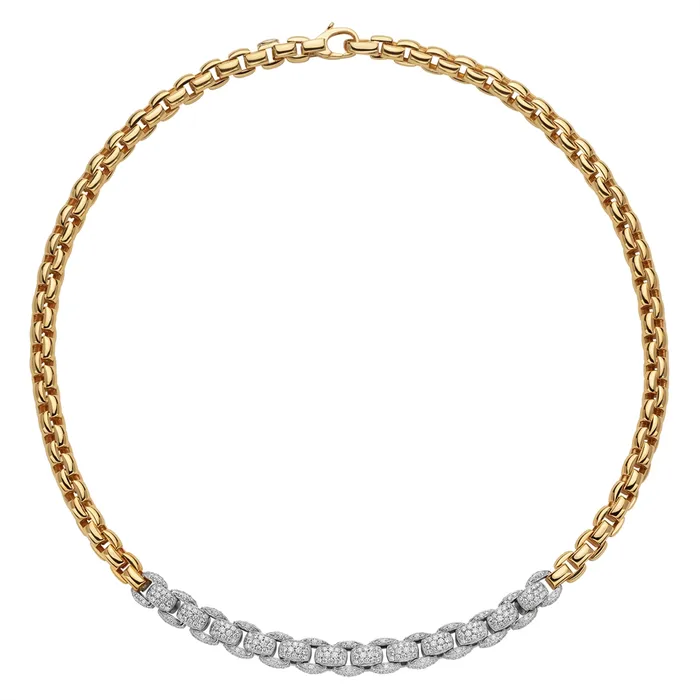 Necklaces FOPE Fope 18K Yellow and White Gold Eka Collection Pave Diamond Necklace 17 inch Necklaces FOPE Fope 18K Yellow and White Gold Eka Collection Pave Diamond Necklace 17 inch