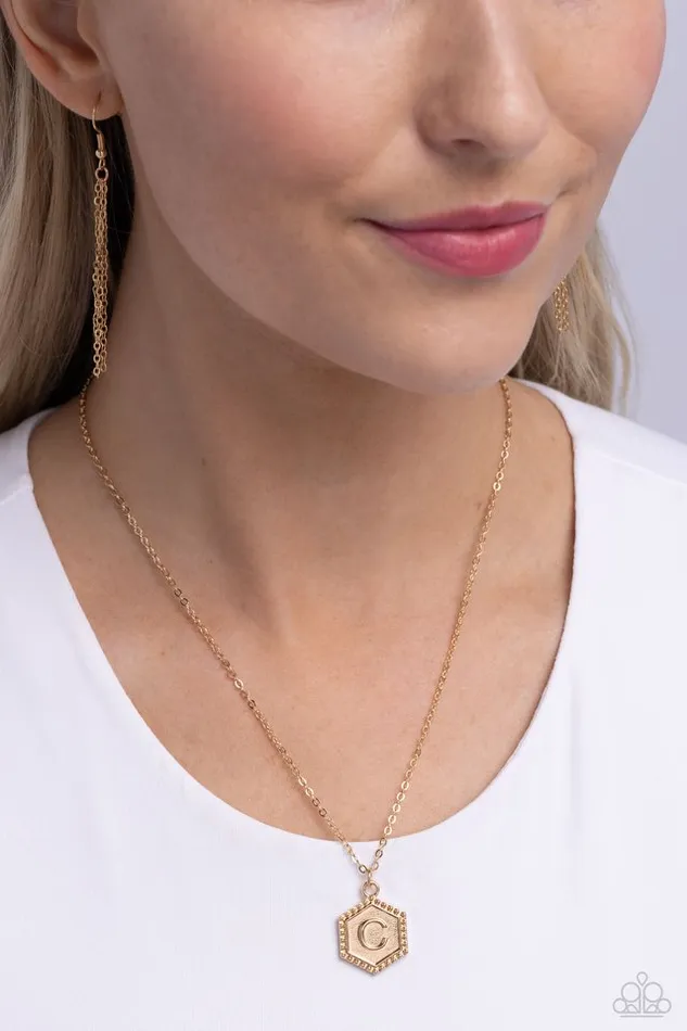 Necklaces Paparazzi Jewelry Paparazzi Necklace Emblematic Elegance Gold C
