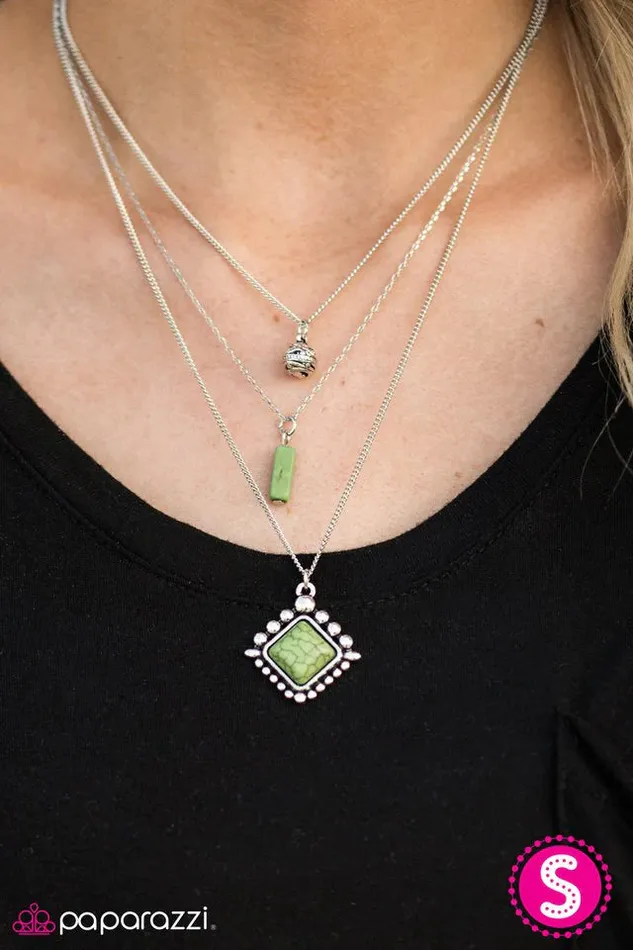 Necklaces Paparazzi Jewelry Paparazzi Necklace Leave No SANDSTONE Unturned Green