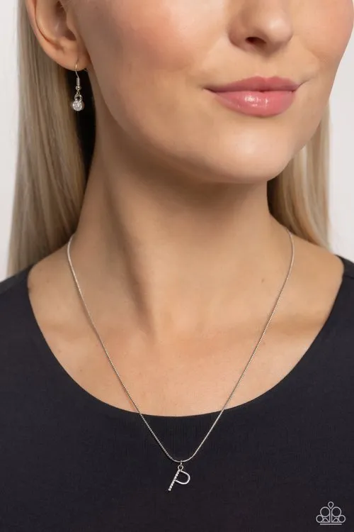 Necklaces Paparazzi Jewelry Paparazzi Necklace Letter of the Law White P White