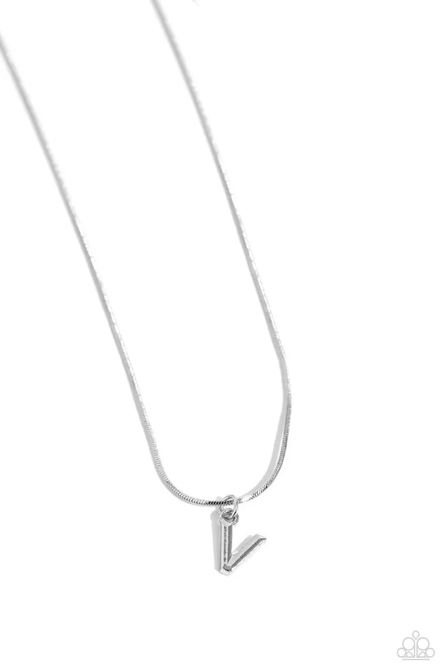 Necklaces Paparazzi Jewelry Paparazzi Necklace Seize the Initial Silver V Necklaces Paparazzi Jewelry Paparazzi Necklace Seize the Initial Silver V