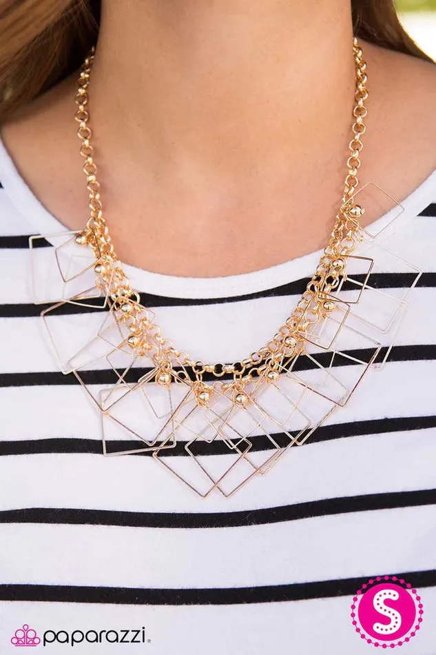 Necklaces Paparazzi Jewelry Paparazzi Necklace The Square Off Gold