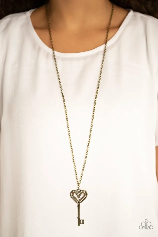 Necklaces Paparazzi Jewelry Paparazzi Necklace Unlock My Heart Brass