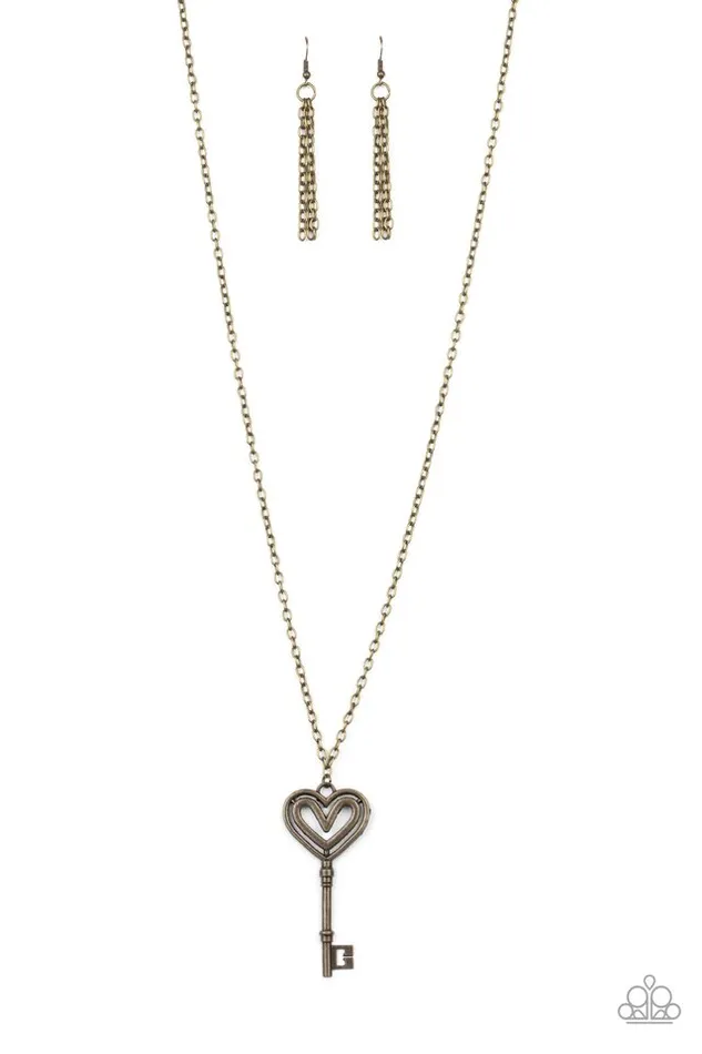 Necklaces Paparazzi Jewelry Paparazzi Necklace Unlock My Heart Brass