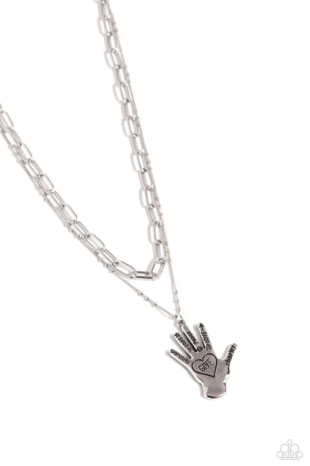 Necklaces Paparazzi Necklace Giving a Hand Silver Paparazzi Jewelry Necklaces Paparazzi Necklace Giving a Hand Silver Paparazzi Jewelry