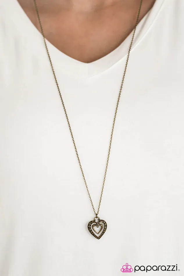 Necklaces Paparazzi Necklace Harmonious Heart Brass Paparazzi Jewelry