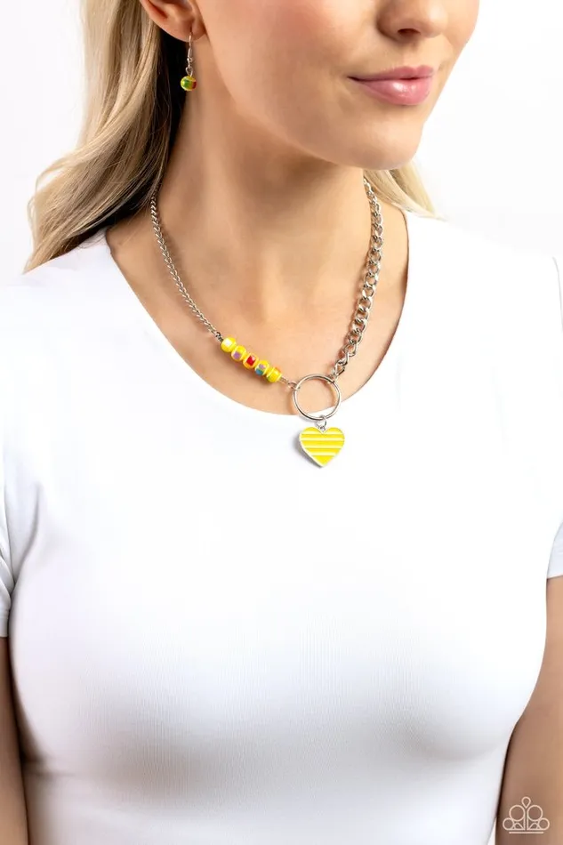 Necklaces Paparazzi Necklace Mismatched Mayhem Yellow Paparazzi Jewelry