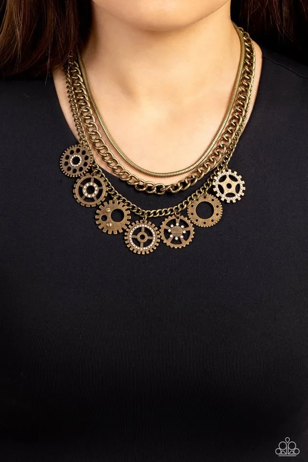 Necklaces Paparazzi Necklace Running Out of STEAMPUNK Brass Paparazzi Jewelry
