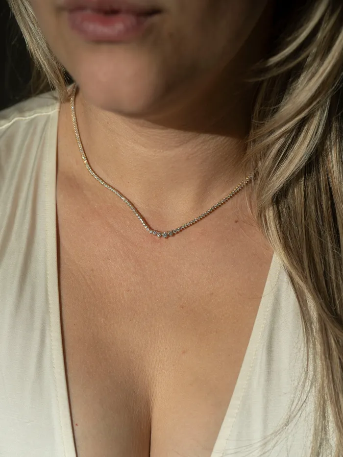 Necklaces RG 14k Graduated Tennis Necklace 32 CTW