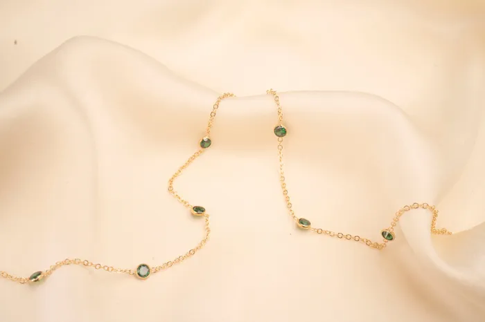 Necklaces The Rose Gypsy Gold Filled Emerald Satellite Necklace