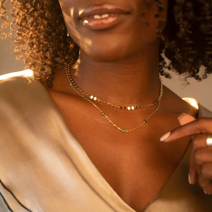 Necklaces The Rose Gypsy Gold Filled Emerald Satellite Necklace
