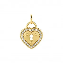 Nomination Necklaces Nomination Sterling Yellow Gold Plated My PendantsHeart Lock Pendant with CZ