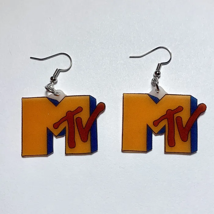 Old retro MTV Logo Handmade Earrings Sam Makes Things Earrings