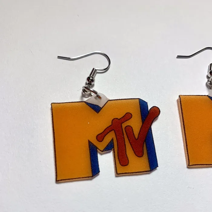 Old retro MTV Logo Handmade Earrings Sam Makes Things Earrings
