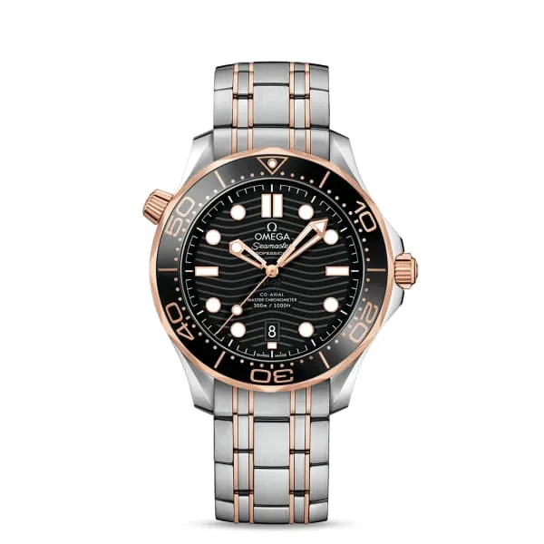 Omega Bracelets Omega Seamaster 42mm Watch Ref 21020422001001 Black Index Dial Two Tone Stainless Steel 18K Rose Gold Bracelet Omega Bracelets Omega Seamaster 42mm Watch Ref 21020422001001 Black Index Dial Two Tone Stainless Steel 18K Rose Gold Bracelet