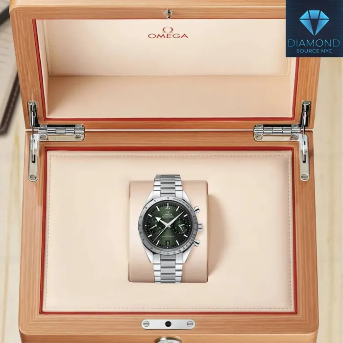 Omega Speedmaster 57 405mm Watch Ref 33210415110001 Green Dial Stainless Steel Bracelet Omega Bracelets