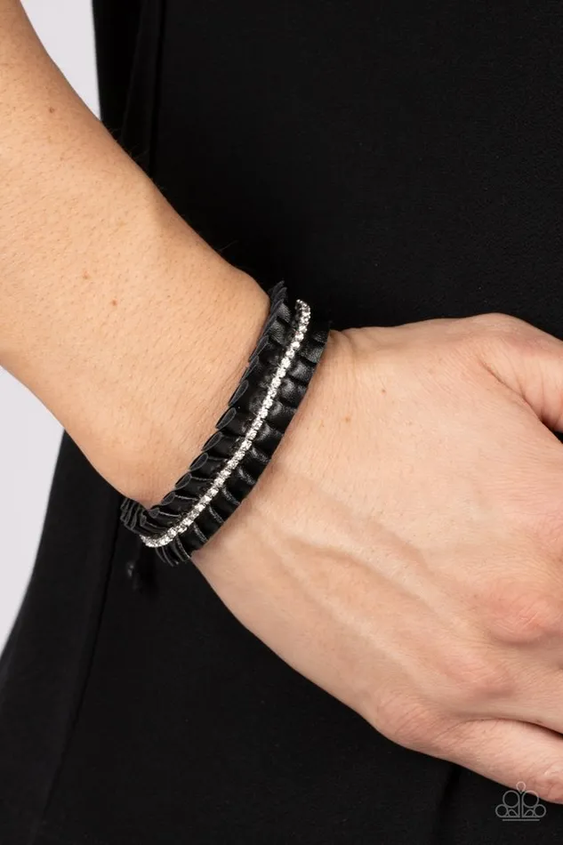 Paparazzi Bracelet Pretty Pretty PLEATS Black Paparazzi Jewelry Bracelets