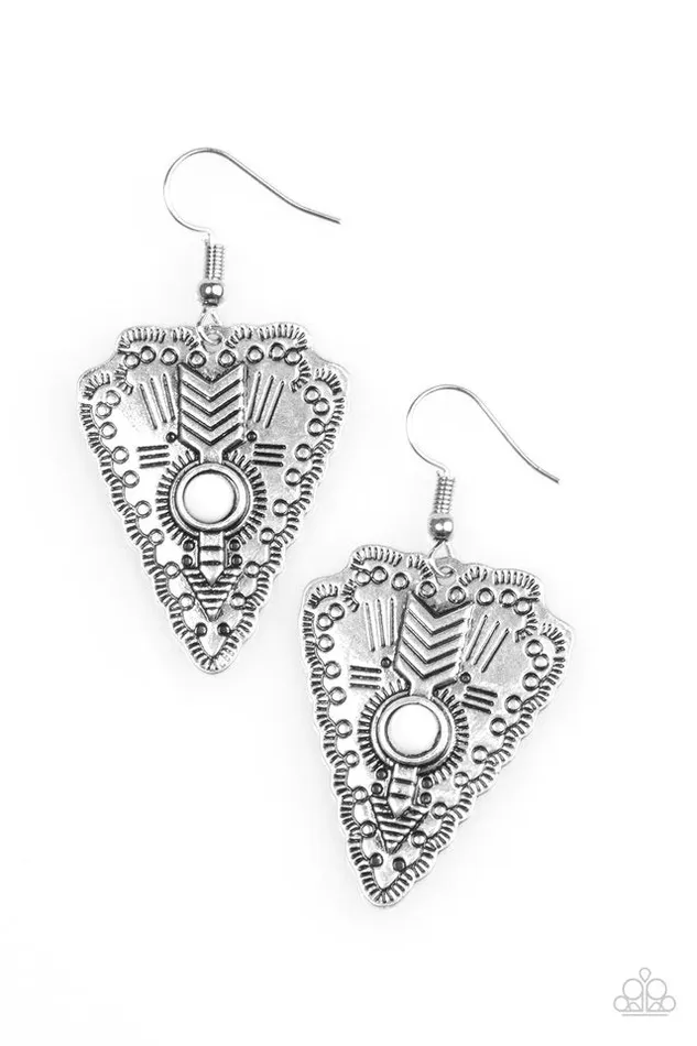 Paparazzi Earring Aim True White Paparazzi Jewelry Earrings