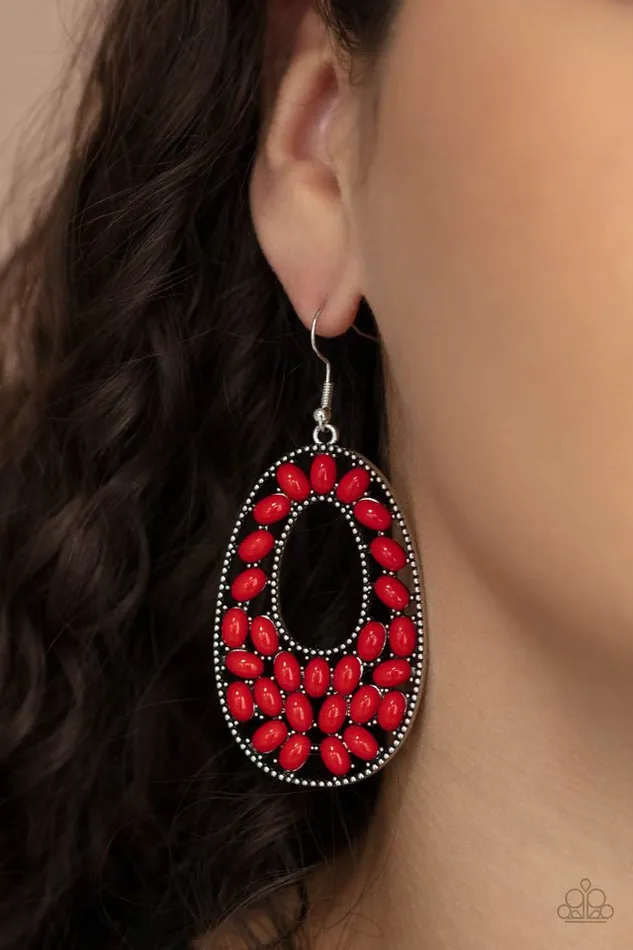 Paparazzi Earring Beaded Shores Red Paparazzi Jewelry Earrings
