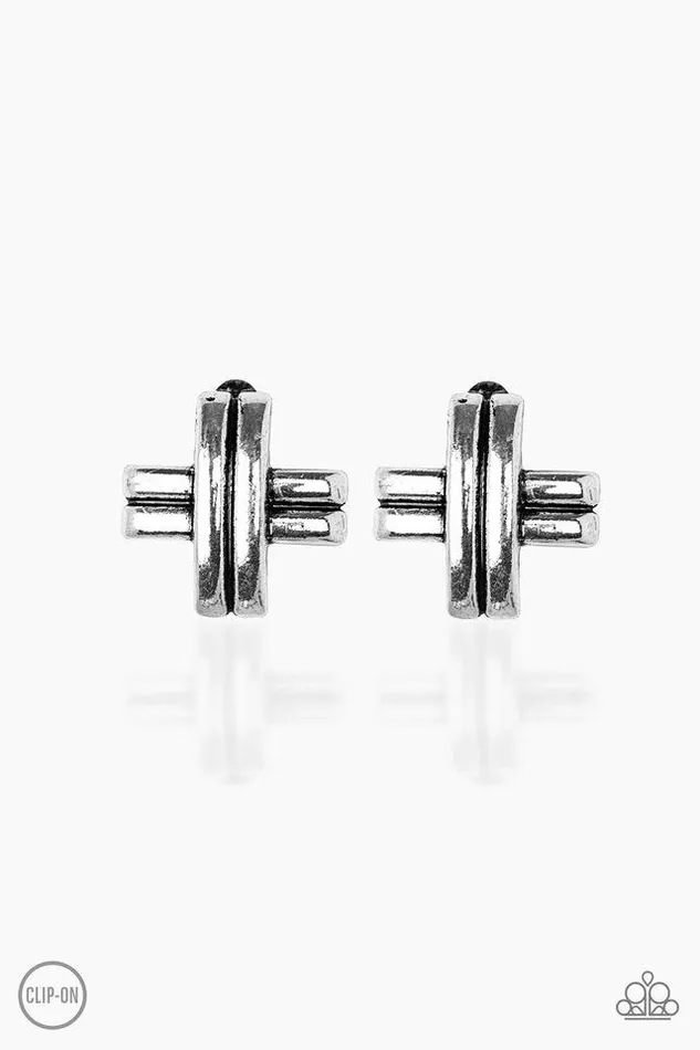 Paparazzi Earring Couture Crossover Silver Paparazzi Jewelry Earrings