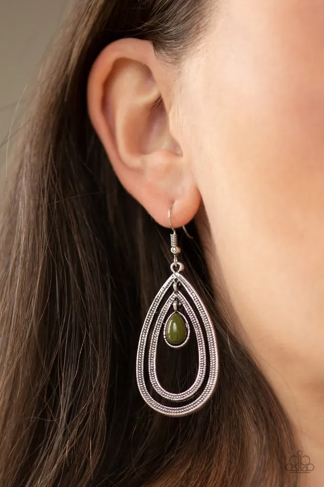 Paparazzi Earring Drops of Color Green Paparazzi Jewelry Earrings