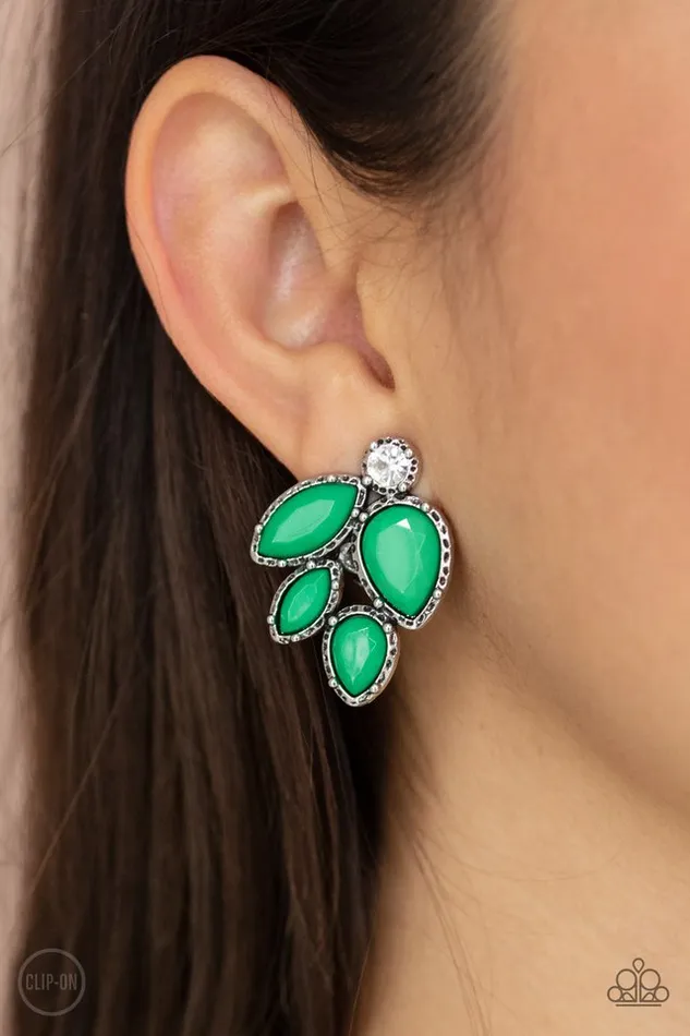 Paparazzi Earring Fancy Foliage Green Paparazzi Jewelry Earrings