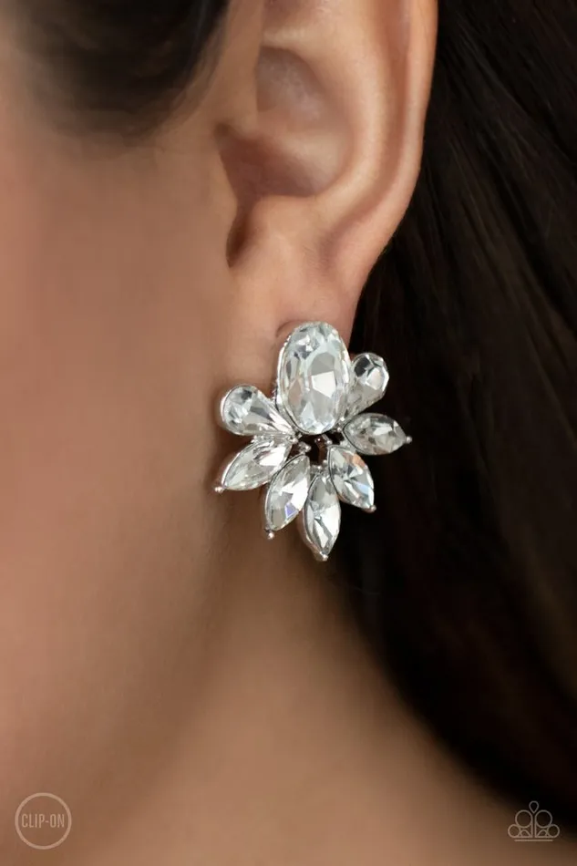 Paparazzi Earring Fearless Finesse White Paparazzi Jewelry Earrings
