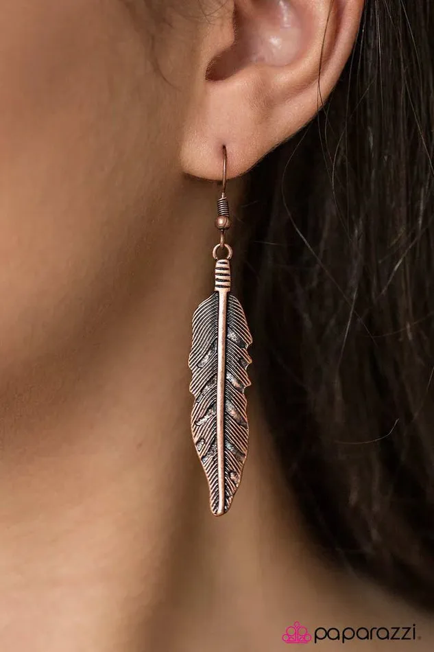 Paparazzi Earring Go Fly Copper Paparazzi Jewelry Earrings