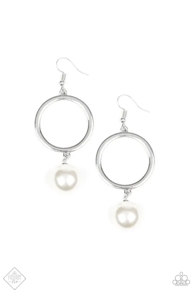 Paparazzi Earring Grand Central Chic White Paparazzi Jewelry Earrings
