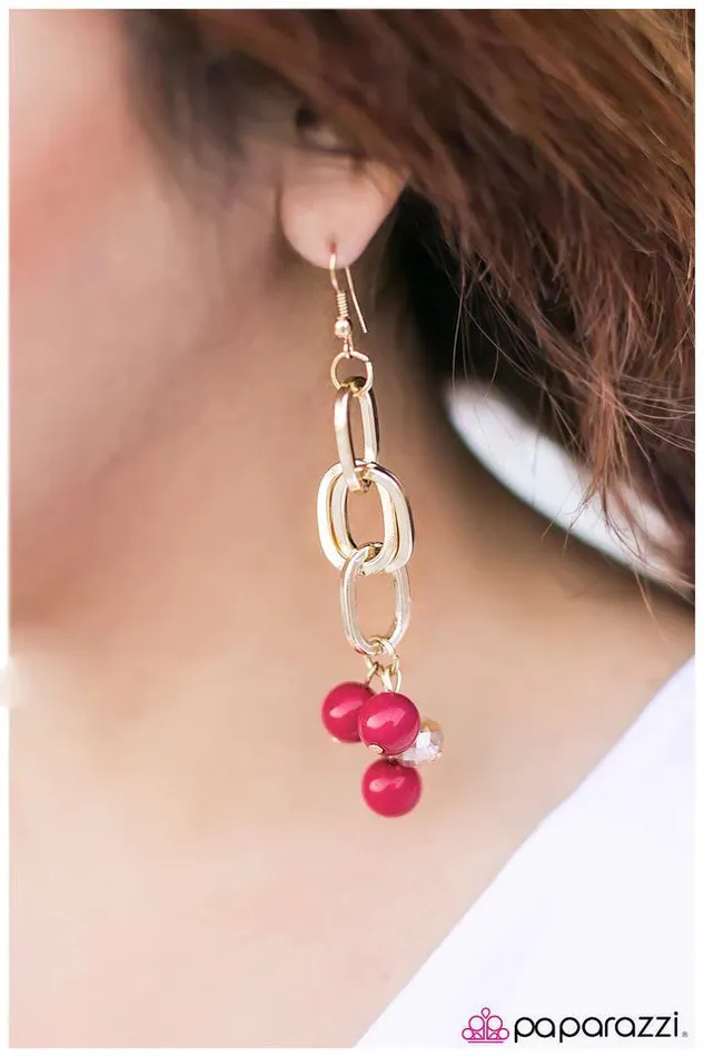 Paparazzi Earring Just My Luck Pink Paparazzi Jewelry Earrings