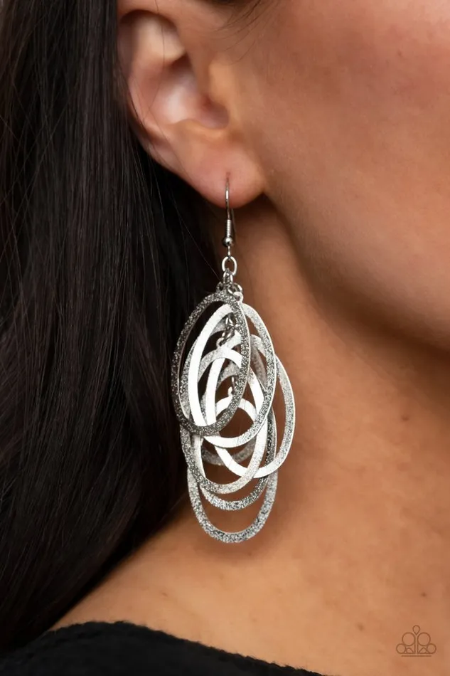 Paparazzi Earring Mind OVAL Matter Silver Paparazzi Jewelry Earrings
