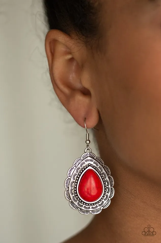 Paparazzi Earring Mountain Mover Red Paparazzi Jewelry Earrings