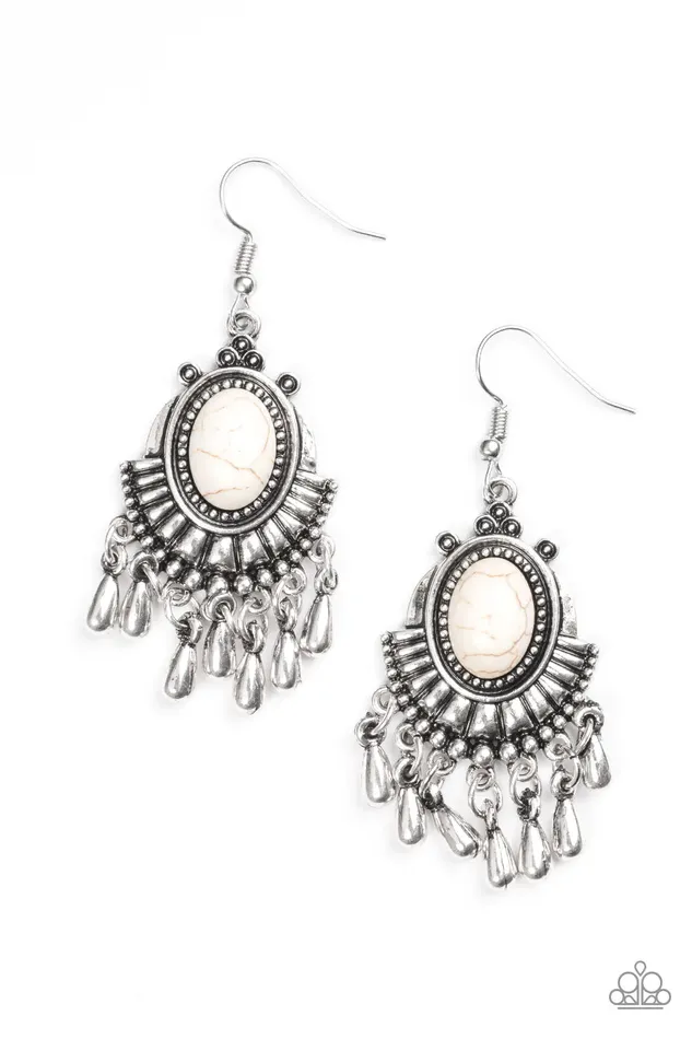 Paparazzi Earring Onward and Westward White Paparazzi Jewelry Earrings