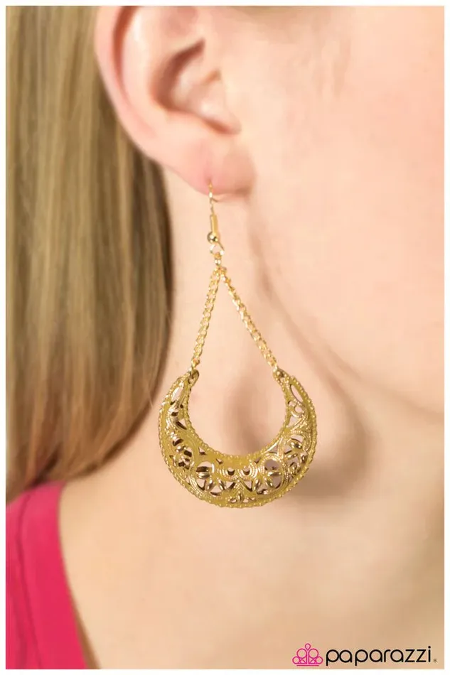 Paparazzi Earring Over The Moon Yellow Paparazzi Jewelry Earrings