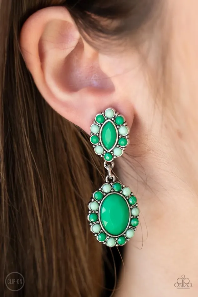 Paparazzi Earring Positively Pampered Green Paparazzi Jewelry Earrings