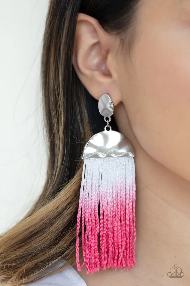 Paparazzi Earring Rope Them In Pink Paparazzi Jewelry Earrings