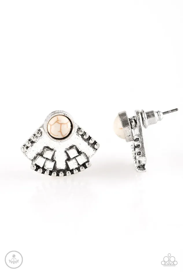 Paparazzi Earring Stylishly Santa Fe White Paparazzi Jewelry Earrings